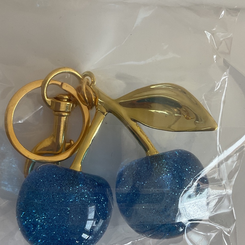 Blue Glitter Cherry Keychain